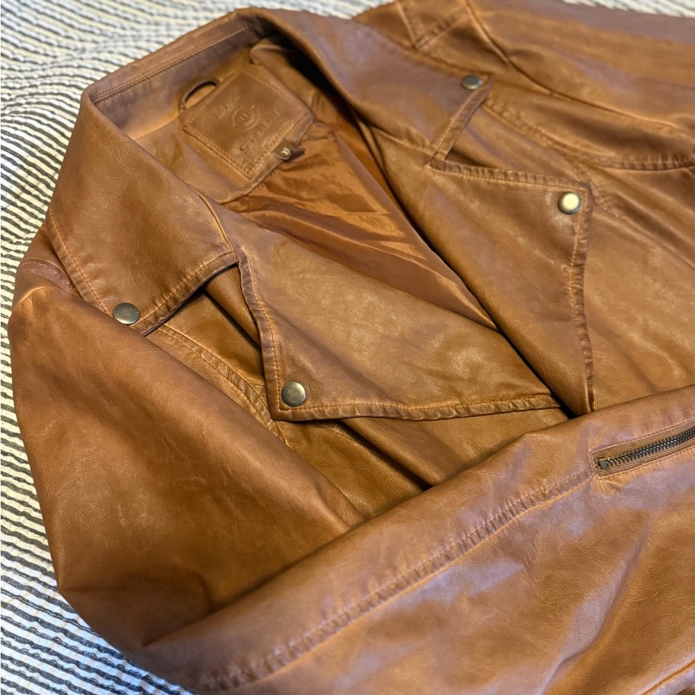 Camel Brown Faux Leather Jacket XL (12/14) Max Studio
